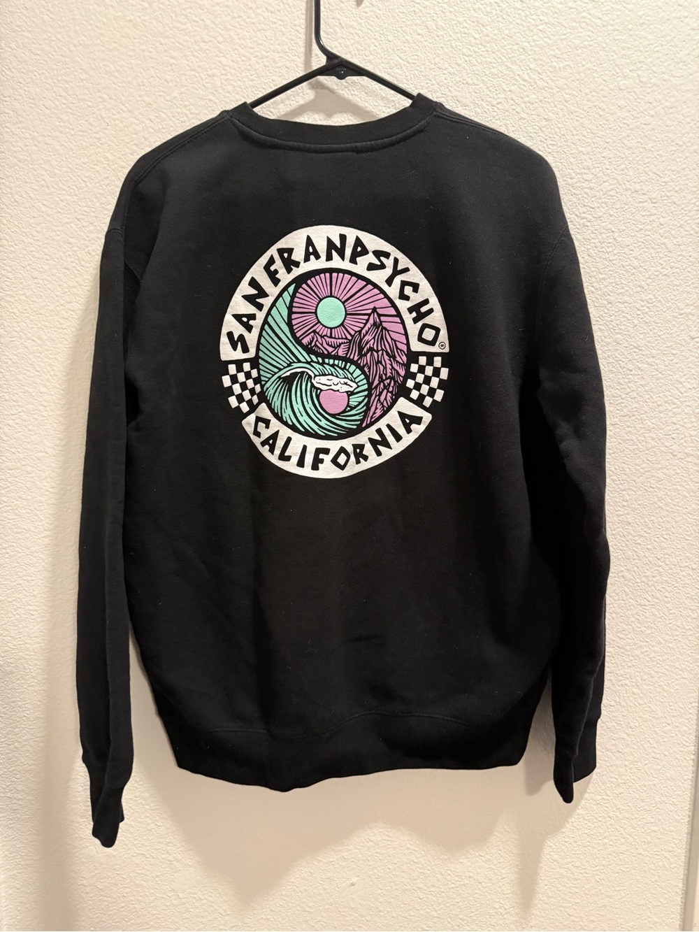 San Fran Psycho California Artist Series Men's Black Yin Yang Crewneck